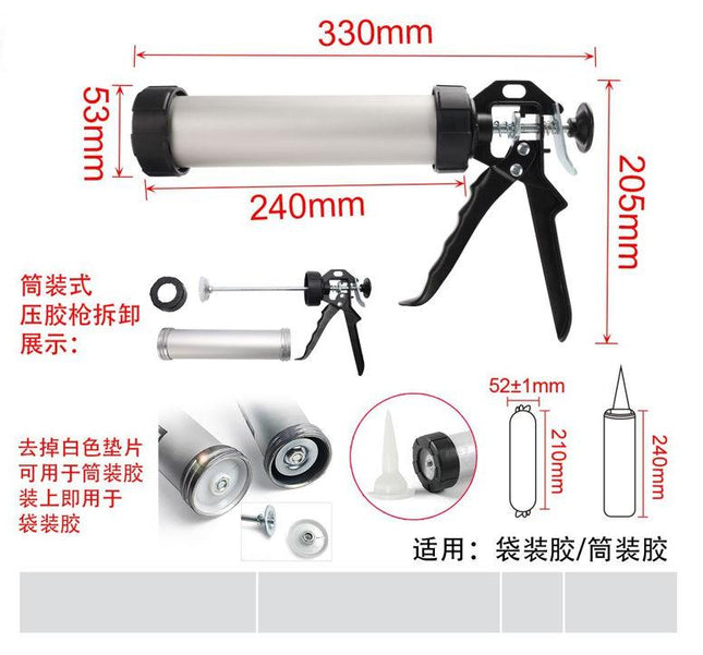 Professioneel kitpistool 9 inch aluminium kokermodel voor kokers en worstverpakking