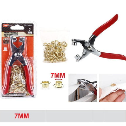 Oogjestang set 7 mm met metalen zeilringen voor kleding leer en hobbywerk