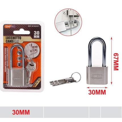 Hangslot met lange beugel 30 mm inclusief sleutels