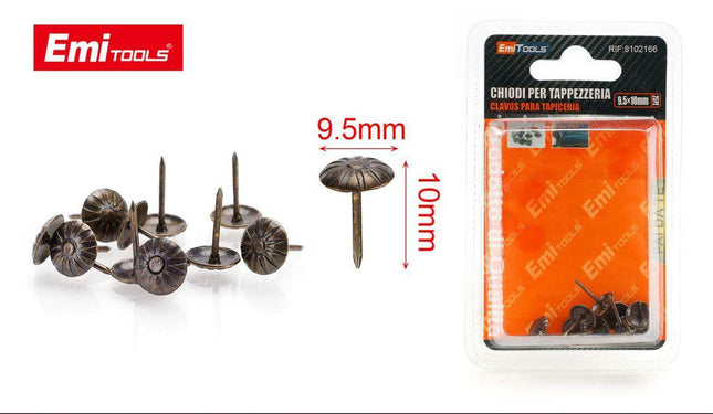Siernagels voor bekleding 9.5 x 10 mm 25 stuks bronskleurige meubelnagels