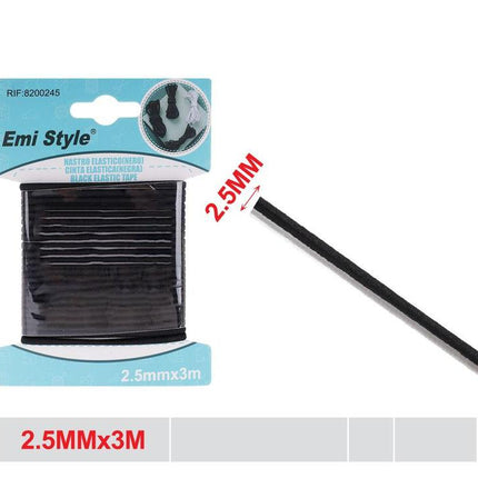Zwart rond elastiek koord 2.5 mm x 3 m