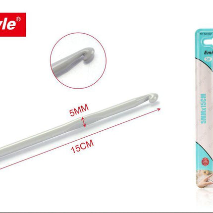 Haaknaald 5 mm x 15 cm aluminium haakpen voor wol garen en handwerk