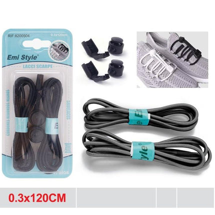 Elastische schoenveters zwart 120 cm ronde veters met snelsluiting voor sneakers
