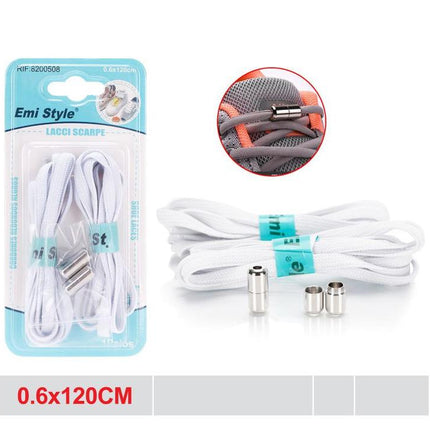 Witte schoenveters 0.6 x 120 cm platte veters met metalen vetercapsules voor sneakers en schoenen
