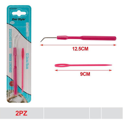 Haaknaald en draadgeleider set roze 2 stuks