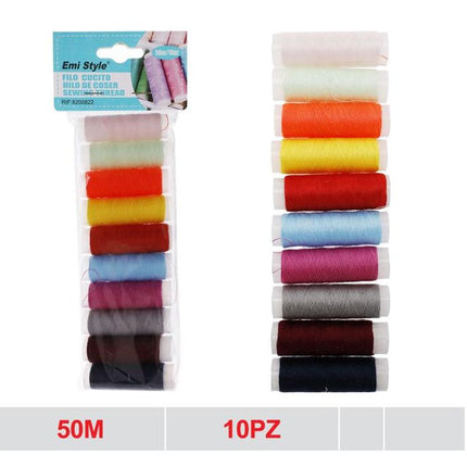 Naaigaren polyester 50 m 10 stuks basiskleuren