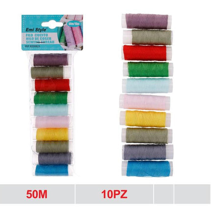 Naaigaren polyester 50 m 10 stuks felle kleuren