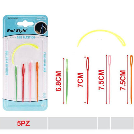 Plastic naalden set 5 stuks voor wol en handwerk