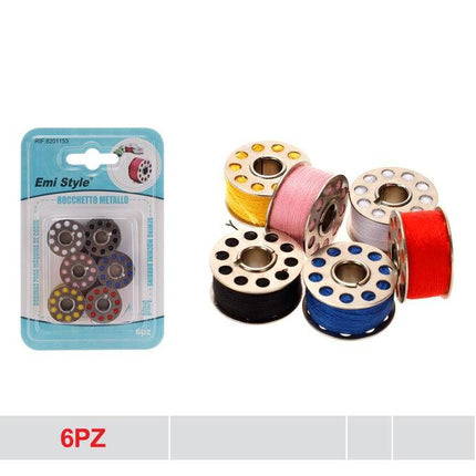 Metalen naaimachine spoelen met garen 6 stuks