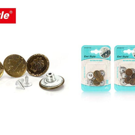 Jeansknopen met schroef 8 stuks assorti design