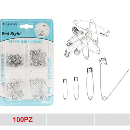 Veiligheidsspelden set zilver 100 stuks diverse maten