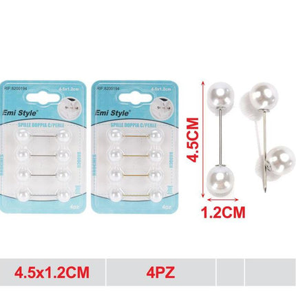 Brochespelden met parels 4.5 x 1.2 cm 4 stuks