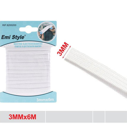 Wit elastisch band 3 mm x 6 m voor naaien kledingreparatie en handwerk