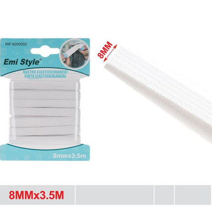 Elastische naaiband 8 mm x 3.5 m wit