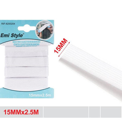 Elastische naaiband 15 mm x 2.5 m wit