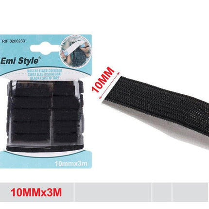 Elastiek band zwart 10 mm x 3 m voor naaien en kledingreparatie