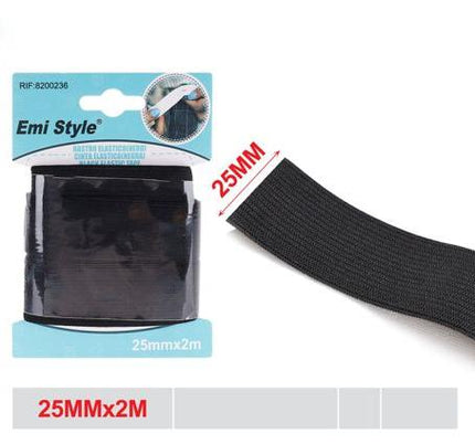 Elastiek band zwart 25 mm x 2 m