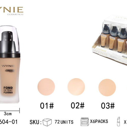WYNIE vloeibare foundation 10 cm hydraterende gezichtsmake-up voor egale teint en dagelijkse make-up kleurvariant willekeurig