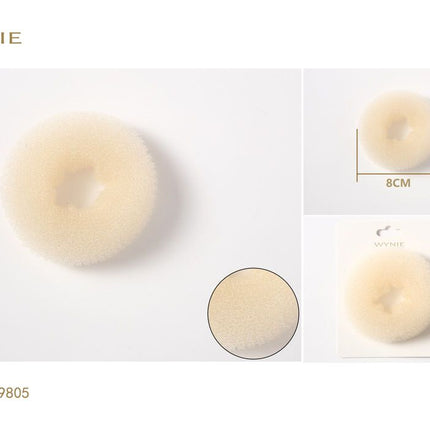 Haardonut 8 cm beige knot donut voor chignon volume en haarstyling