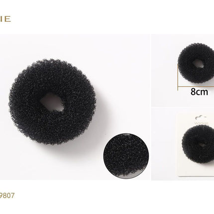 Zwarte haardonut 8 cm knot donut voor chignon volume en haarstyling