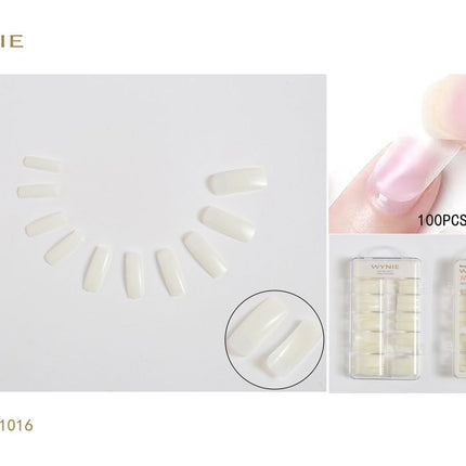 Naturelkleurige kunstnagels 100 stuks rechte nageltips voor manicure nail art en nagelverlenging