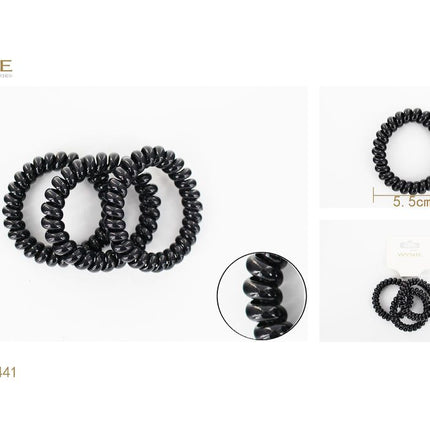 Zwarte spiraal haarelastieken set 3 stuks 5.5 cm telefoonkoord elastiekjes voor haarstyling