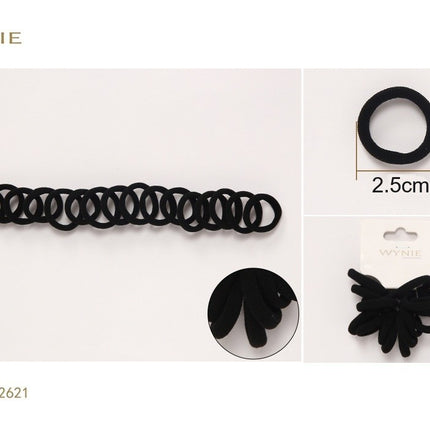 Kleine zwarte haarelastiekjes 2.5 cm zachte elastieken voor vlechten en haarstyling