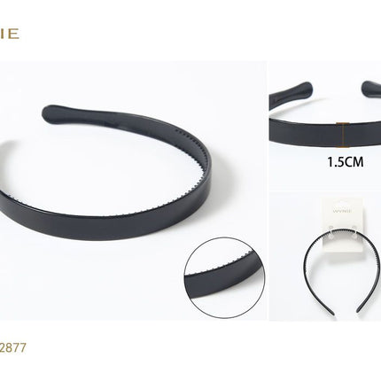 Zwarte haarband 1.5 cm kunststof diadeem voor dagelijks haarstyling