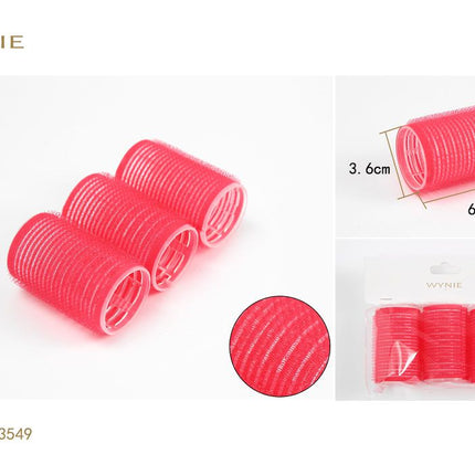Rode haarrollers 6 x 3.6 cm zelfgrip krulspelden voor volume krullen en haarstyling
