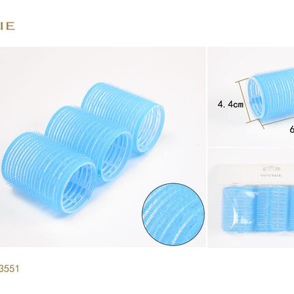 Blauwe haarrollers 6 x 4.4 cm zelfgrip krulspelden voor volume en haarstyling