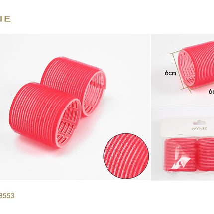 Rode haarrollers 6 x 6 cm zelfgrip krulspelden voor volume krullen en haarstyling