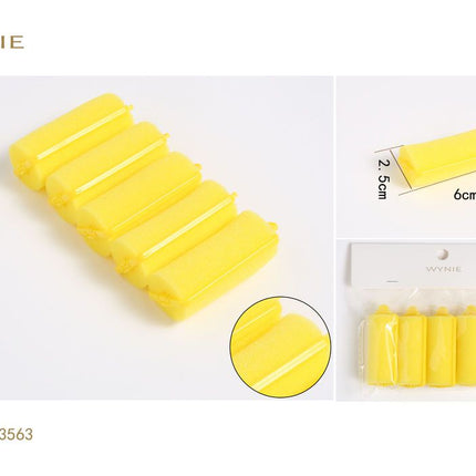 Gele haarrollers 6 x 2.5 cm krulspelden voor volume krullen en haarstyling