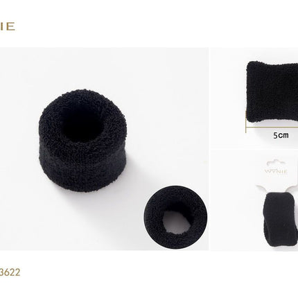 Zwarte brede haarelastiek 5 x 3.5 cm zachte elastiek voor knot paardenstaart en haarstyling