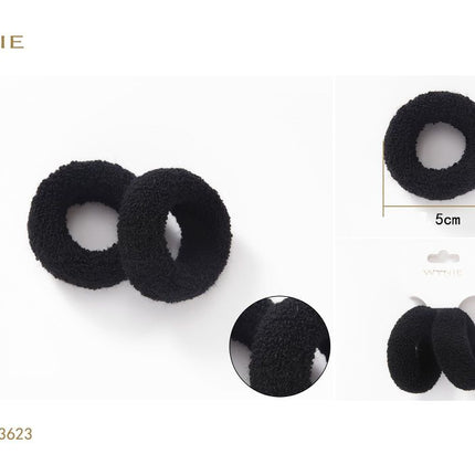 Zwarte dikke haarelastieken set 2 stuks 5 cm zachte elastieken voor paardenstaart en knot