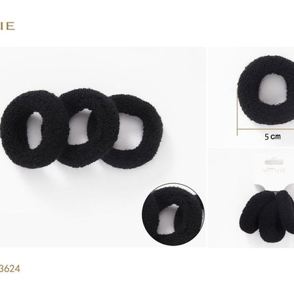 Zwarte dikke haarelastieken set 3 stuks 5 cm zachte elastieken voor paardenstaart knot en haarstyling