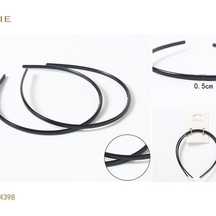 Zwarte smalle haarbanden set 3 stuks 0.5 cm kunststof diademen voor haarstyling