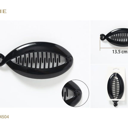 Zwarte bananen haarklem 13.5 cm kunststof haarclip voor haar vastzetten en dagelijks haarstyling