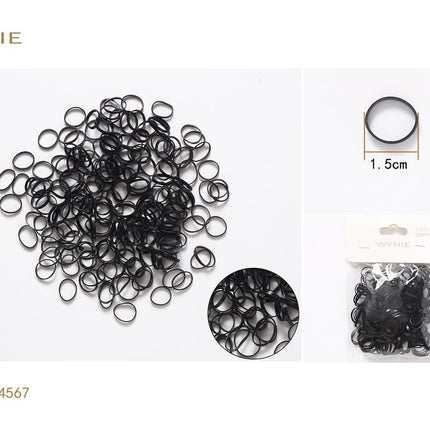 Kleine zwarte haarelastiekjes 1.5 cm mini elastiekjes voor vlechten staartjes en haarstyling