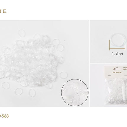 Transparante mini haarelastiekjes 200 stuks 1.5 cm voor vlechten staartjes en fijne haarstyling