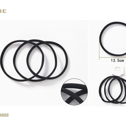 Zwarte grote haarelastieken set 4 stuks 13.5 cm zachte elastieken voor paardenstaart knot en haarstyling
