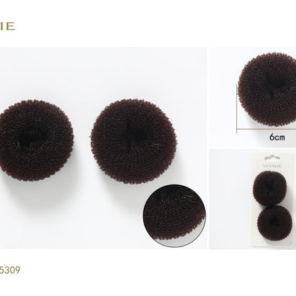 Haardonut set 2 stuks 6 cm bruine knot donut voor chignon en haarstyling