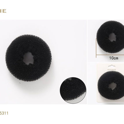 Zwarte haardonut 10 cm donut knot maker voor volle knot en haarstyling