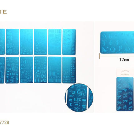 Nagel stempelplaten 12 x 6 cm metalen nail art plates voor stamping manicure en nageldecoratie kleurvariant willekeurig