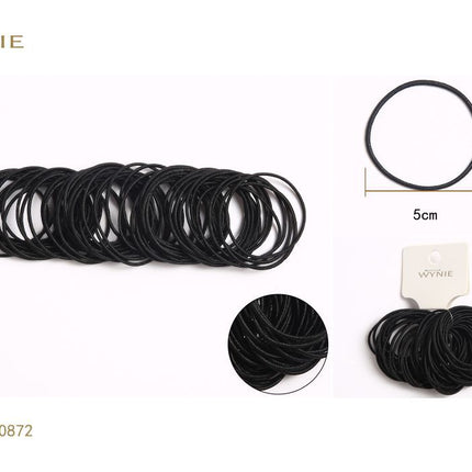 Zwarte dunne haarelastiekjes 5 cm set voor vlechten paardenstaart en dagelijks haarstyling