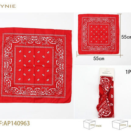 Rode bandana 55 x 55 cm paisley hoofddoek sjaaltje voor haarstyling en accessoires