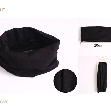 Zwarte haarband 20 x 10 cm elastische hoofdband voor haarstyling en gezichtsverzorging