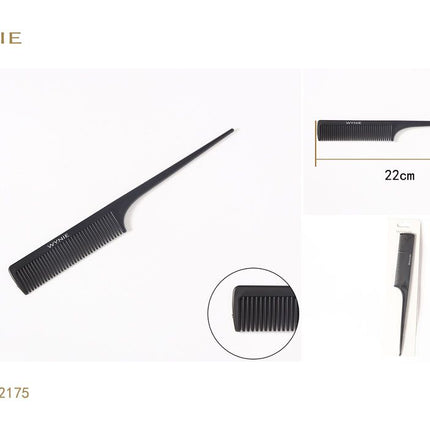 Zwarte puntkam 22 cm toupeerkam met fijne tanden voor haarstyling scheidingen en kappersgebruik