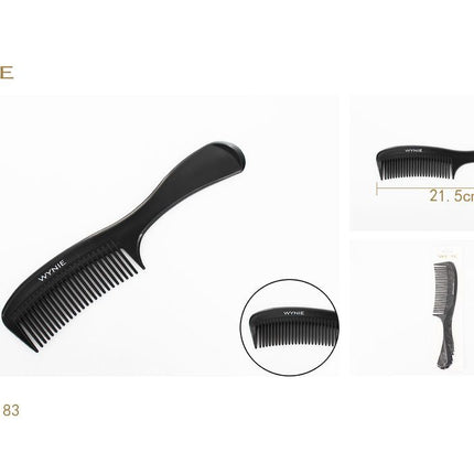 Zwarte kunststof kam 21.5 cm met handvat voor haarstyling en dagelijks gebruik