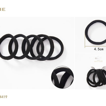 Zwarte haarelastiekjes 4.5 cm zachte elastieken voor paardenstaart en dagelijks haarstyling