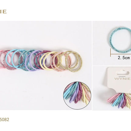 Glitter haarelastiekjes set 2.5 cm kleine elastieken voor vlechten staartjes en haarstyling kleurvariant willekeurig